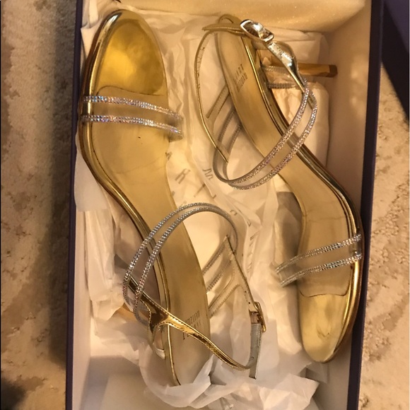 Gorgeous Clear, Gold & Crystal Strap Sandal Heels - Picture 7 of 8